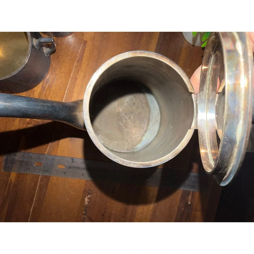 Vintage Silver Plated Tea Coffee Service Set 3 Piece Patina Teapot Creamer Sugar